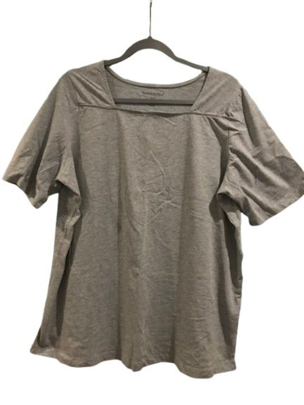 Women's Plus Sized T-shirt 18/20 L Woman Within Gray Short Sleeve Square neck